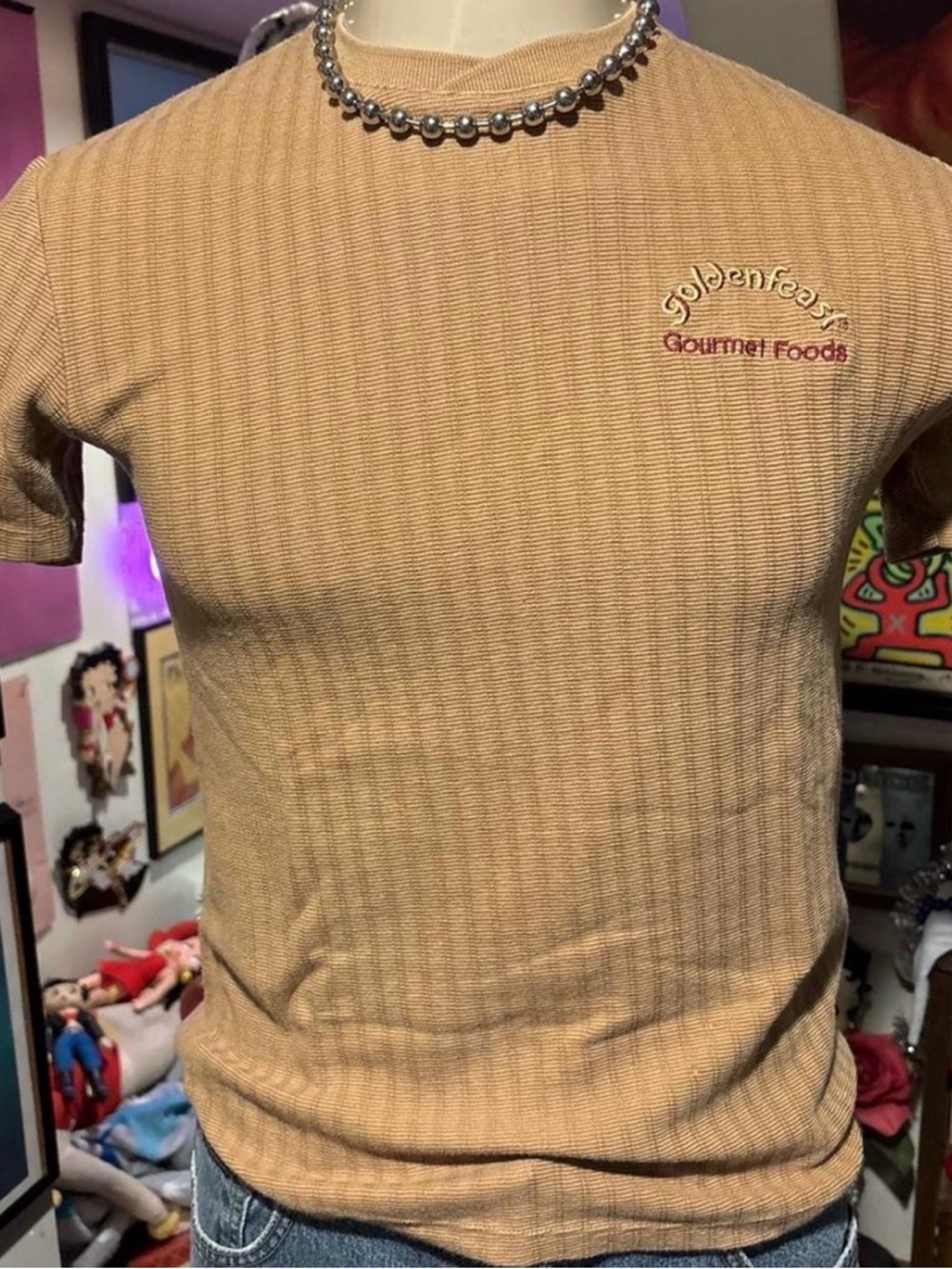 Gourmet Foods Unisex Tan Ribbed Short-Sleeve Tee